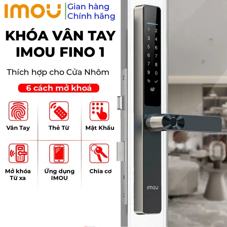 Khóa vân tay IMOU Fino 1 lắp trên cửa nhôm kính đố hẹp