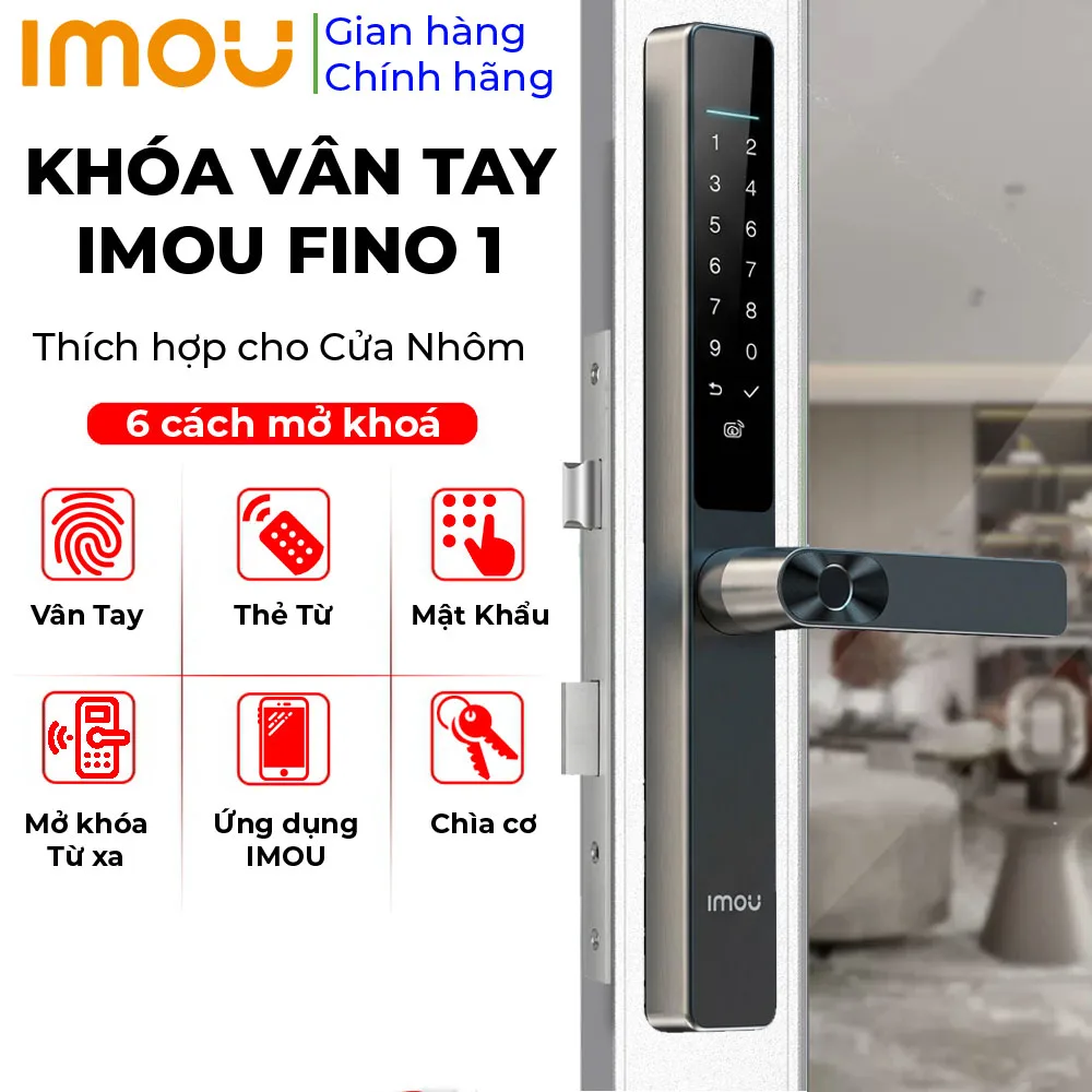 Khóa vân tay IMOU Fino 1 lắp trên cửa nhôm kính đố hẹp