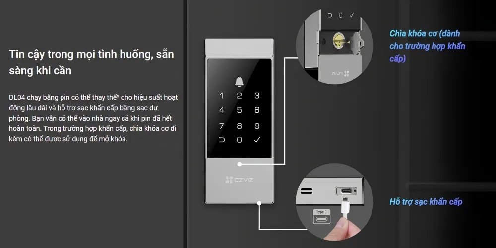 Khóa Cửa Thông Minh Ezviz Dl04 15 Khóa Cửa Thông Minh Ezviz Dl04 - Akia Smart Home