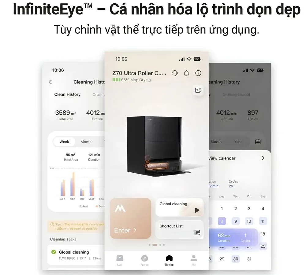 Robot Hút Bụi Lau Nhà Mova Z70 Ultra Roller