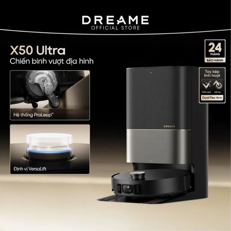 Robot lau sàn Dreame X50 Pro Ultra – Lực hút 30.000 Pa – Điều hướng AI - AKIA Smart Home