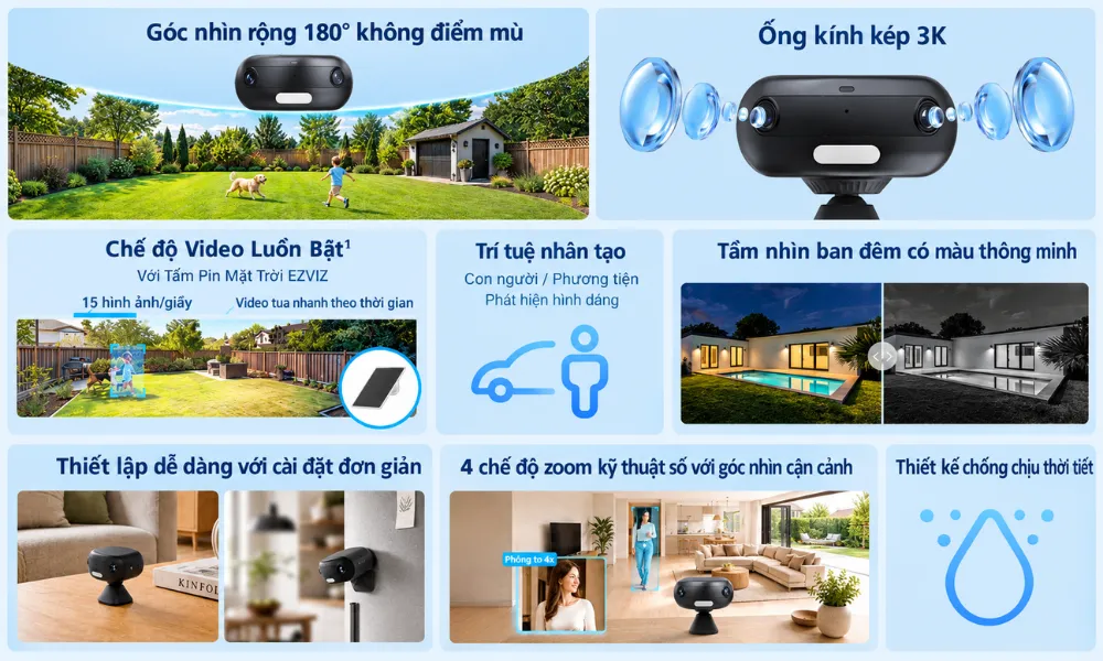 Camera Dùng Pin Trong Nhà Và Ngoài Trời Ezviz Hb30 Dual/ Cb30 Dual 35 Camera Dùng Pin Trong Nhà Và Ngoài Trời Ezviz Hb30 Dual/ Cb30 Dual - Akia Smart Home