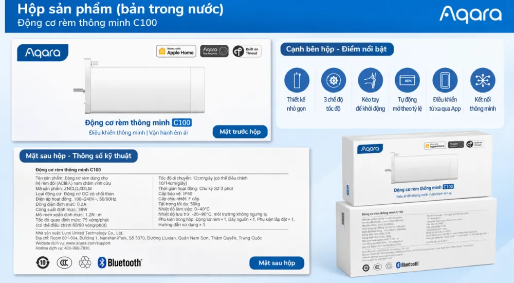 Động Cơ Rèm Kéo Thông Minh Aqara C100 8 Động Cơ Rèm Kéo Thông Minh Aqara C100 - Akia Smart Home