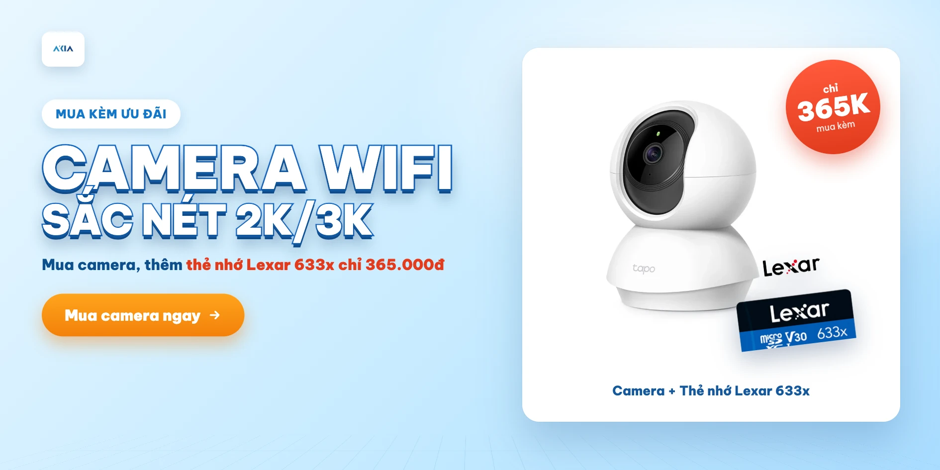 Camera Wifi Sắc Nét 2K/3K - Mua Kèm Thẻ Nhớ Lexar 633X Chỉ 365.000Đ