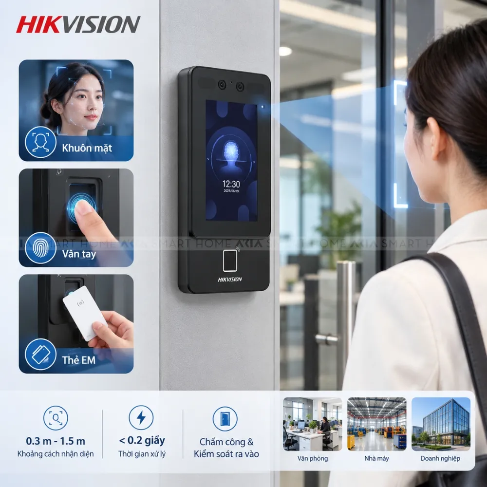 Máy Chấm Công Khuôn Mặt Có Wifi Hikvision Sh-K1T9342Mfwx 4 Máy Chấm Công Khuôn Mặt Có Wifi Hikvision Sh-K1T9342Mfwx - Akia Smart Home