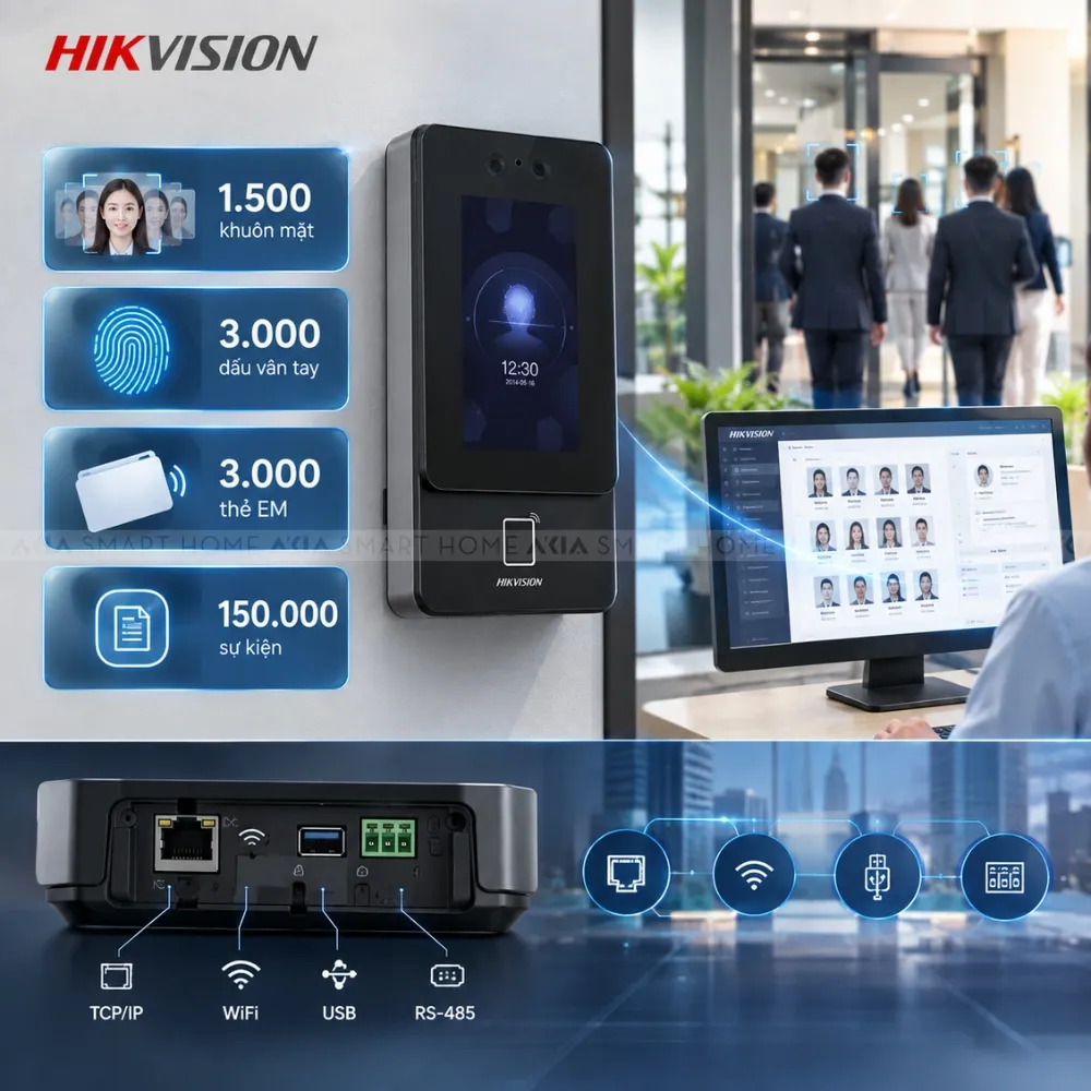Máy Chấm Công Khuôn Mặt Có Wifi Hikvision Sh-K1T9342Mfwx 5 Máy Chấm Công Khuôn Mặt Có Wifi Hikvision Sh-K1T9342Mfwx - Akia Smart Home