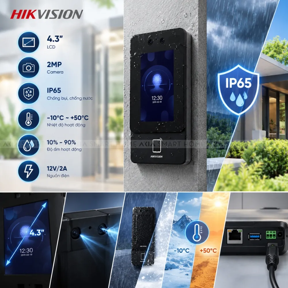 Máy Chấm Công Khuôn Mặt Có Wifi Hikvision Sh-K1T9342Mfwx 6 Máy Chấm Công Khuôn Mặt Có Wifi Hikvision Sh-K1T9342Mfwx - Akia Smart Home