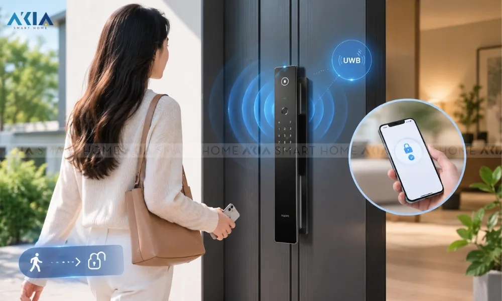 Khoá Cửa Thông Minh Aqara D300 Uwb Mở Cửa Từ Xa 7 Khoá Cửa Aqara D300 Uwb Nhận Diện Khuôn Mặt - Akia Smart Home