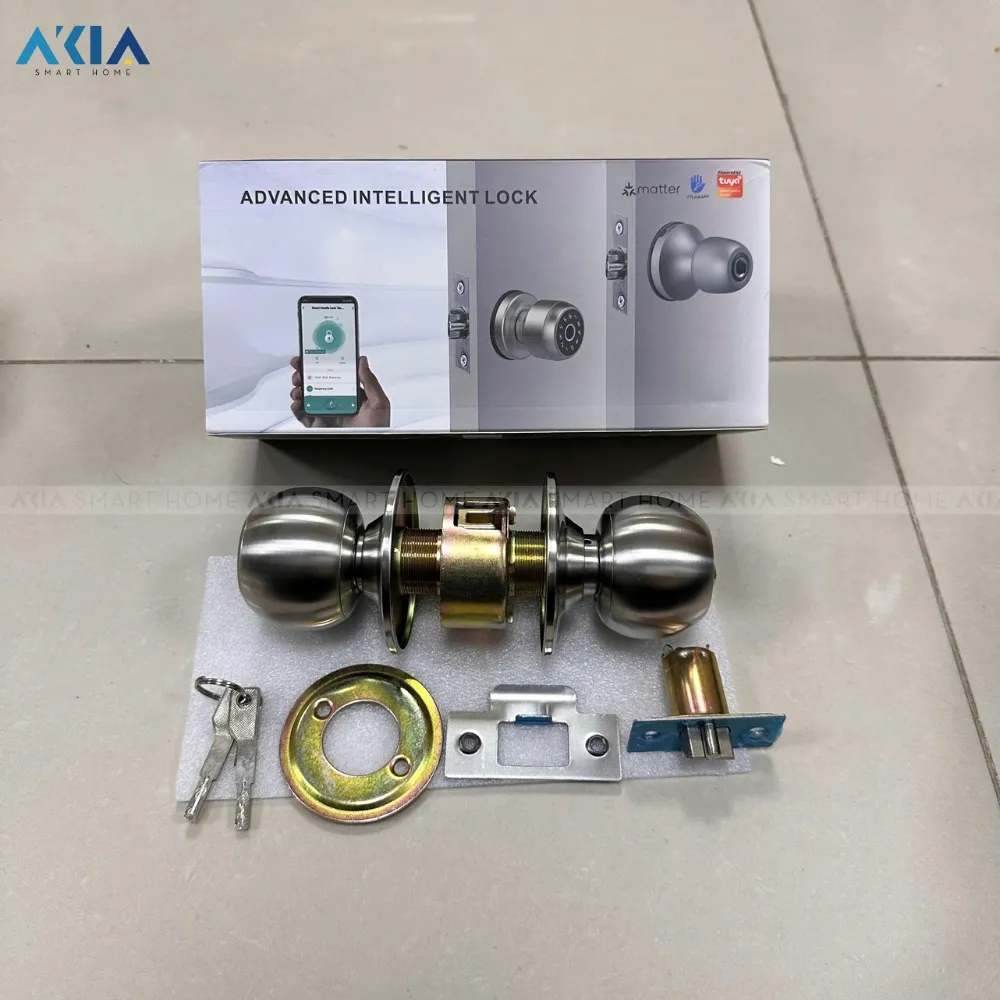 Khóa Vân Tay Tay Nắm Tròn AKIA HR45-60mm - AKIA Smart Home