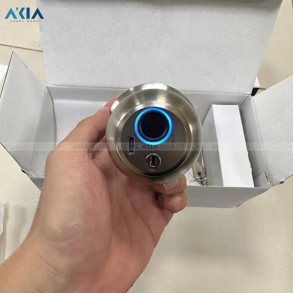 Khóa Vân Tay Tay Nắm Tròn Akia Hr45-60Mm 15 Khóa Vân Tay Akia Hr45-60Mm Tuya Blutooth Chìa Cơ - Akia Smart Home