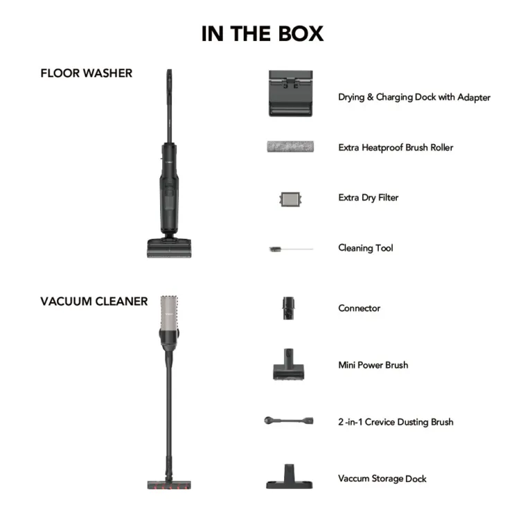 Máy lau sàn hơi nước Tineco Floor One Switch S7 Steam - Bộ sản phẩm trong hộp: máy lau sàn, máy hút bụi và phụ kiện