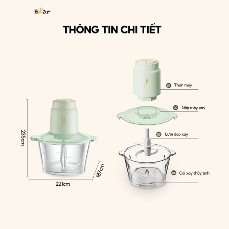 Máy xay thịt Bear SB-MX20A 1.8L - AKIA Smart Home
