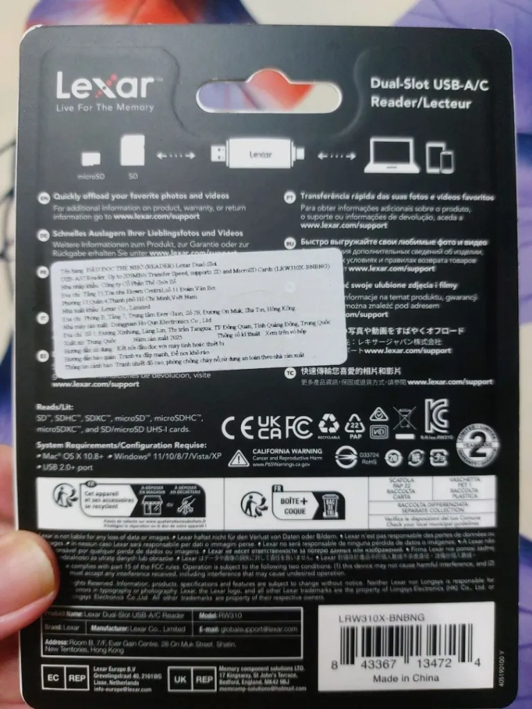 Đầu đọc thẻ nhớ Lexar Dual – Slot USB – A/C – Tốc độ truyền tải 205MB/s – Kết nối USB – A và USB – C - AKIA Smart Home