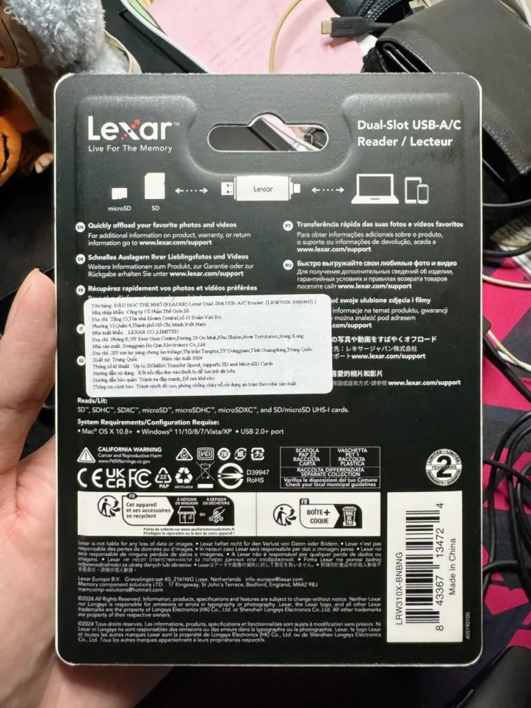 Đầu đọc thẻ nhớ Lexar Dual – Slot USB – A/C – Tốc độ truyền tải 205MB/s – Kết nối USB – A và USB – C - AKIA Smart Home