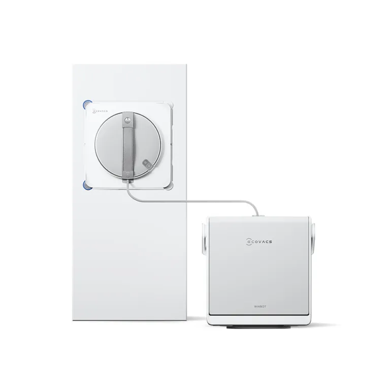 Robot lau kính Ecovacs Winbot W2S Omni 2027 - Robot lau kính bám trên tấm kính, nối dây với trạm
