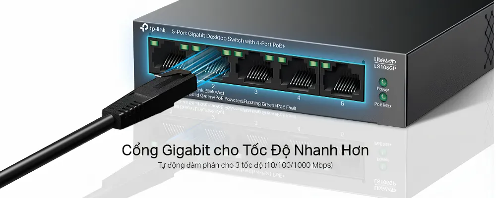 Switch Tp Link Ls105Gp Gigabit 5 Cổng Với 4 Cổng Poe+ 8 Switch Để Bàn Tp Link Ls105Gp Gigabit 5 Cổng Với 4 Cổng Poe+ - Akia Smart Home